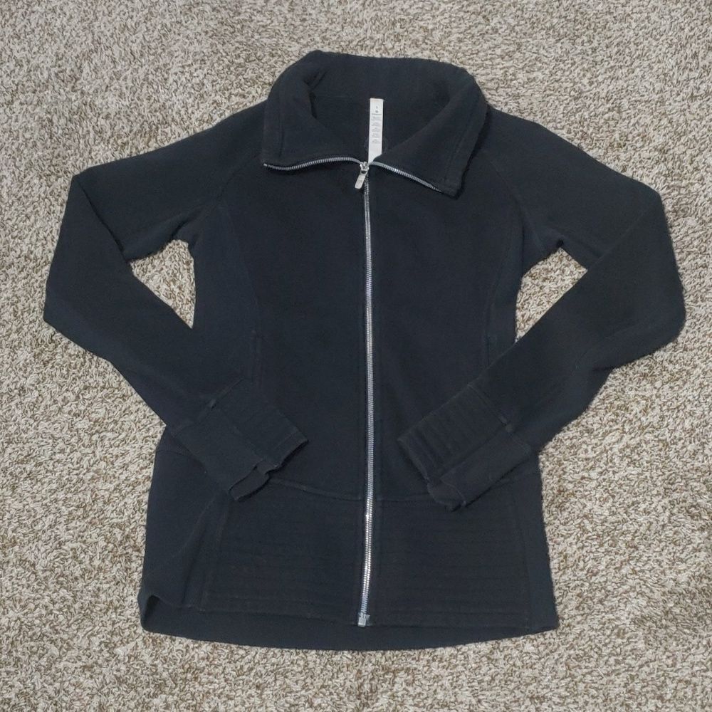 Lululemon Radiant Jacket Women's 6 Black Ribbed Athletic Full Zip